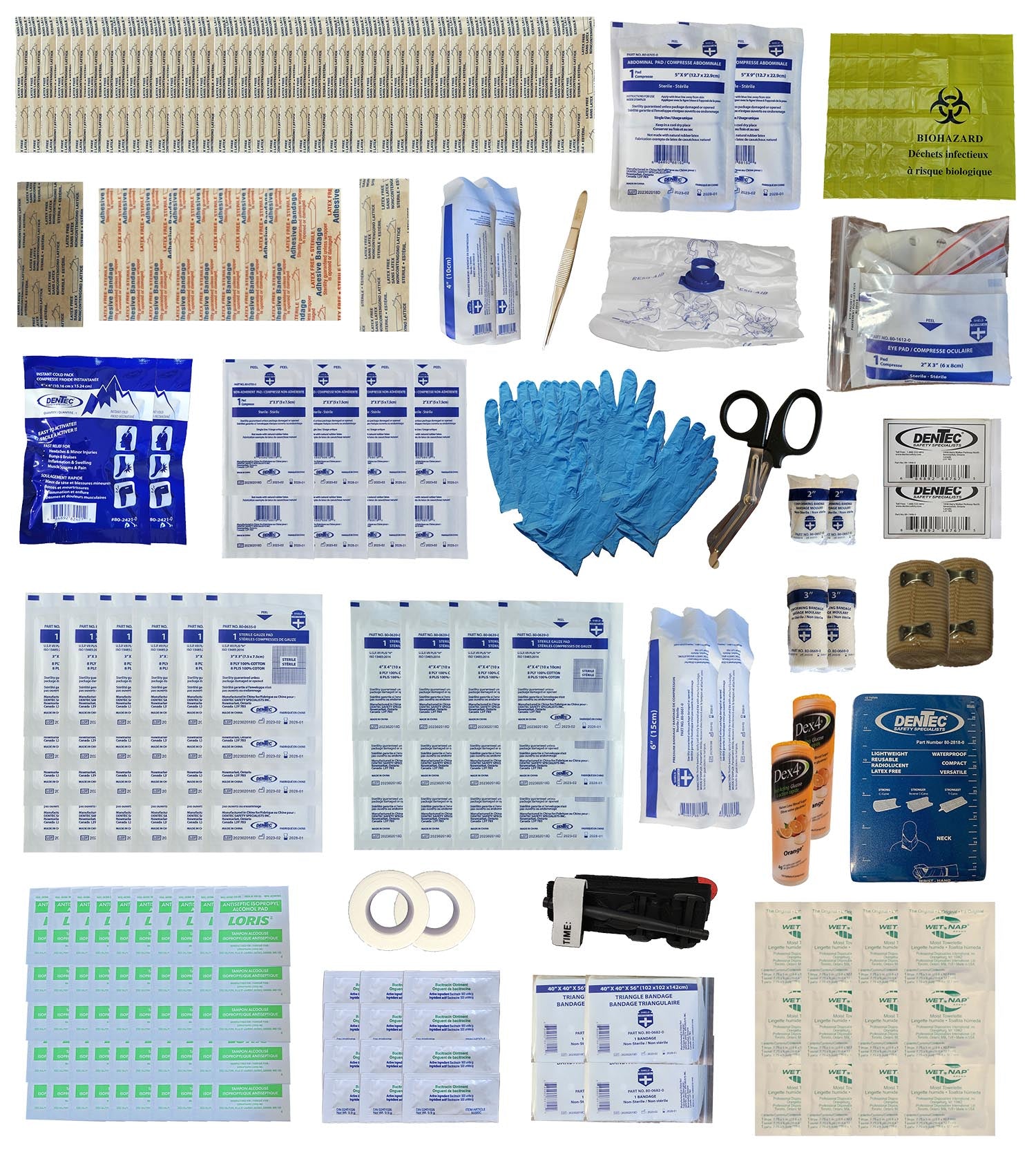 CSA Z1220 Type 3 Intermediate First Aid Kit Contents – Bandages, Gloves, Tourniquet, CPR Shield, Gauze, and Medical Supplies in Bulk Pack