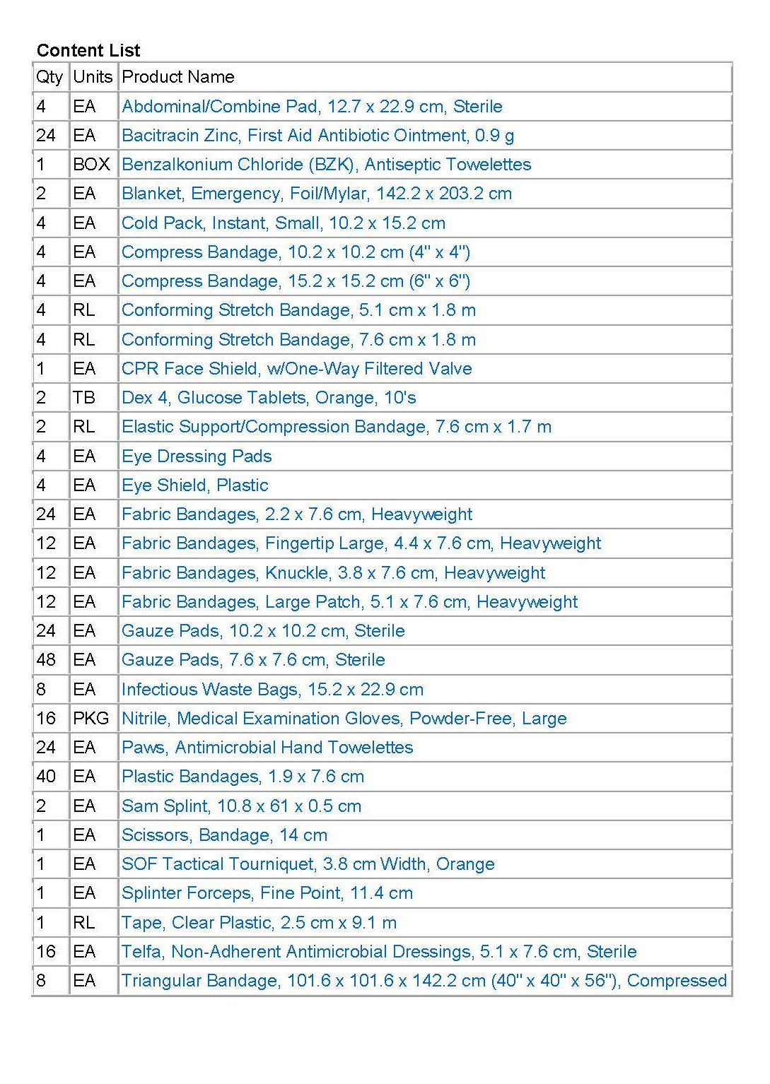 Workplace, Type 3  Large, (51-100 Workers) Trauma kit - SERVOXY INC