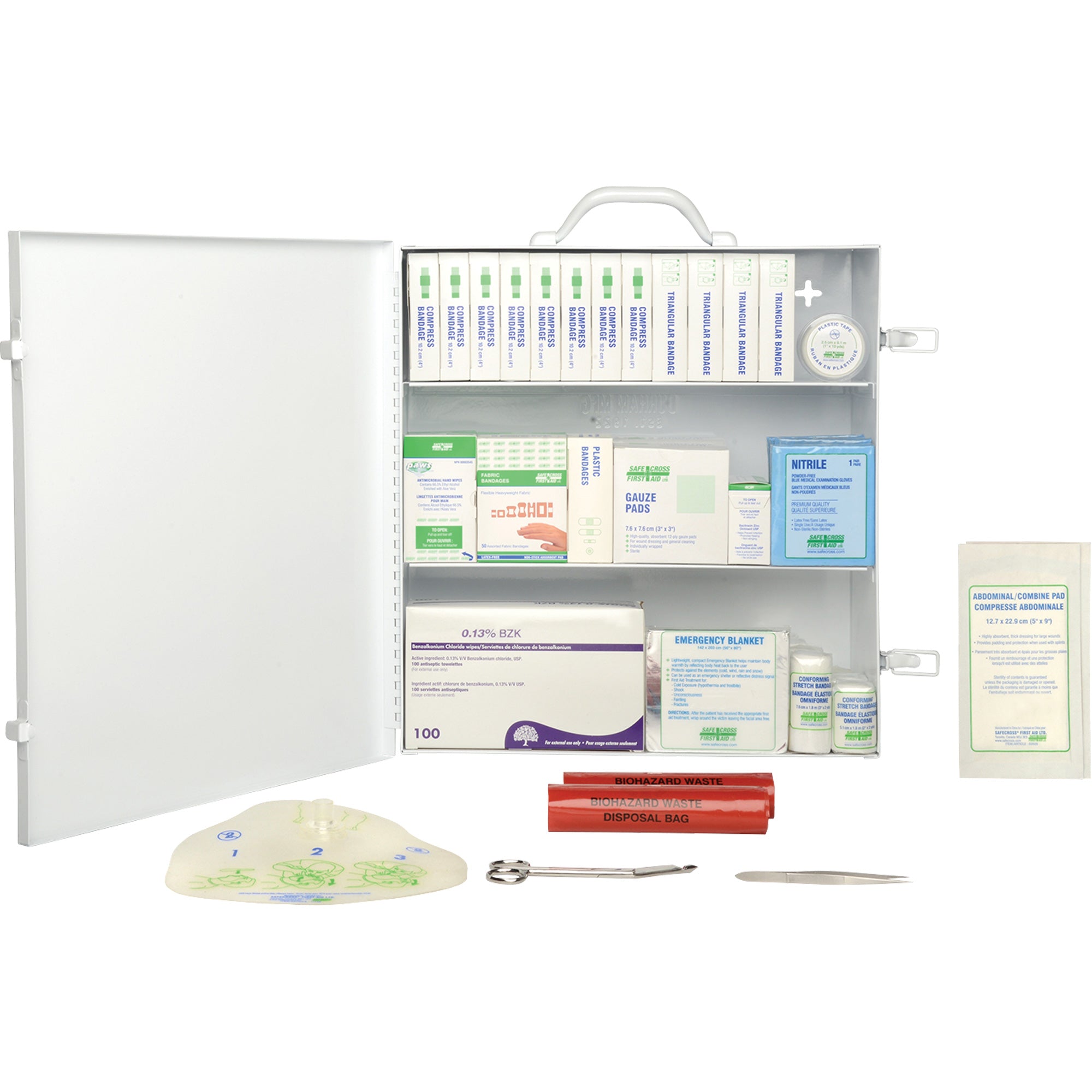 First Aid Kit, CSA Type 2 Low-Risk Environment, Large (51-100 Workers), Metal Box - SERVOXY INC