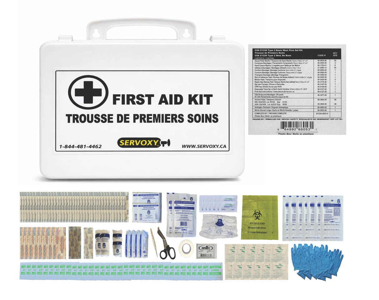 CSA Z1220 TYPE 2 BASIC MEDIUM FIRST AID KIT BULK IN 24 UNIT PLASTIC BOX - Servoxy Inc