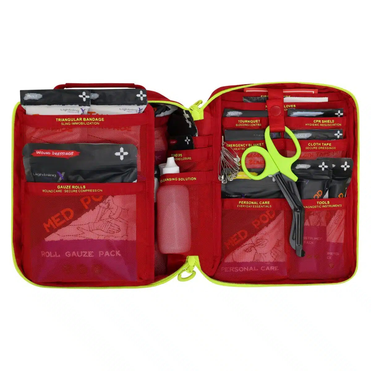 Large Soft Case First Aid Kit, Labeled Pockets LXFAK-SF-B+