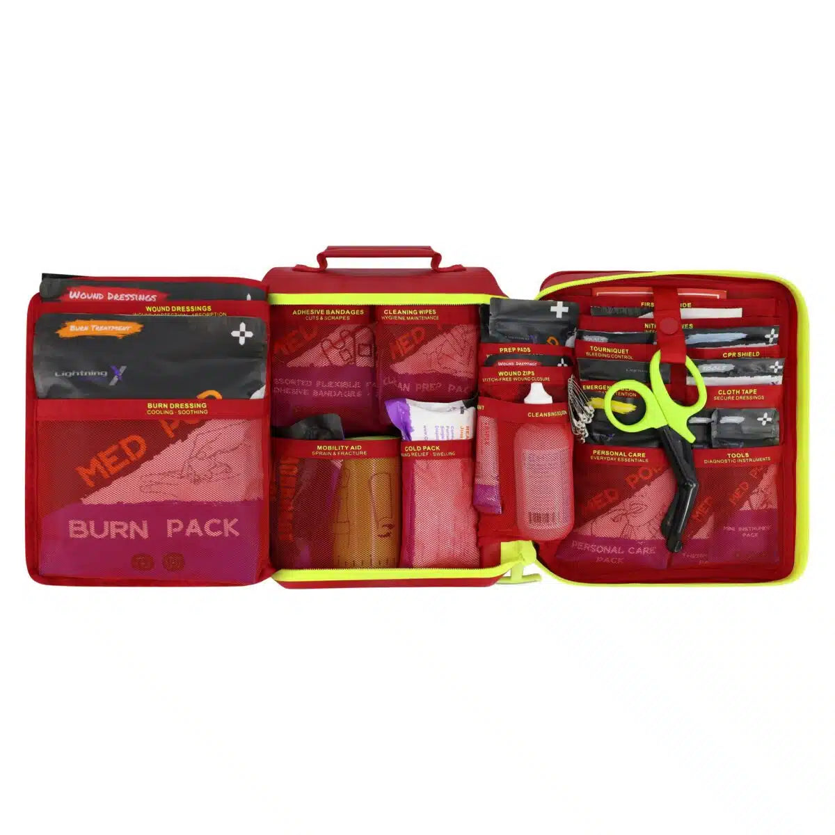 Large Waterproof First Aid Kit IPX7, Labeled Pockets, LXFAK-WP-B+