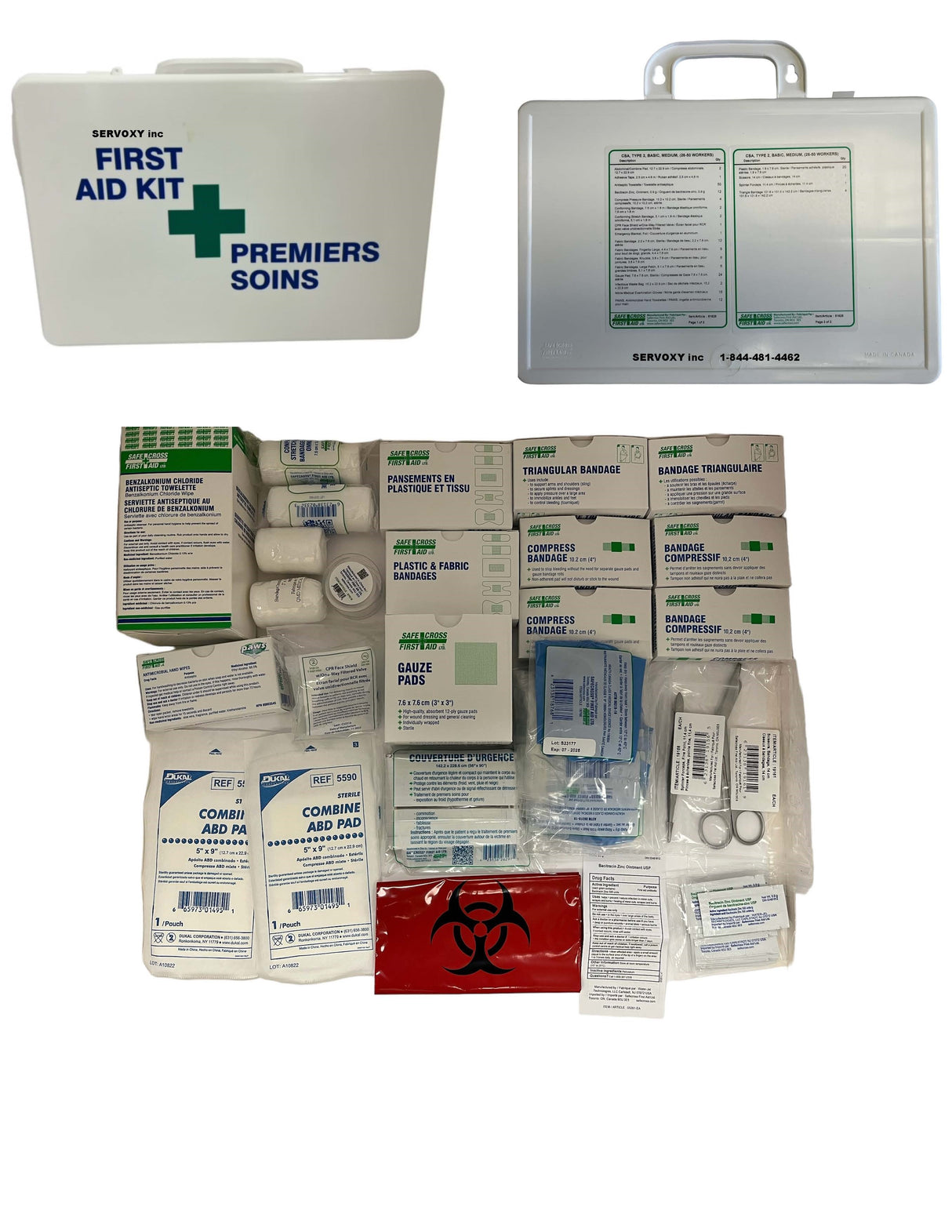 First Aid Kit, CSA Type 2 Low-Risk Environment, Medium (26-50 Workers), Plastic Box - SERVOXY INC