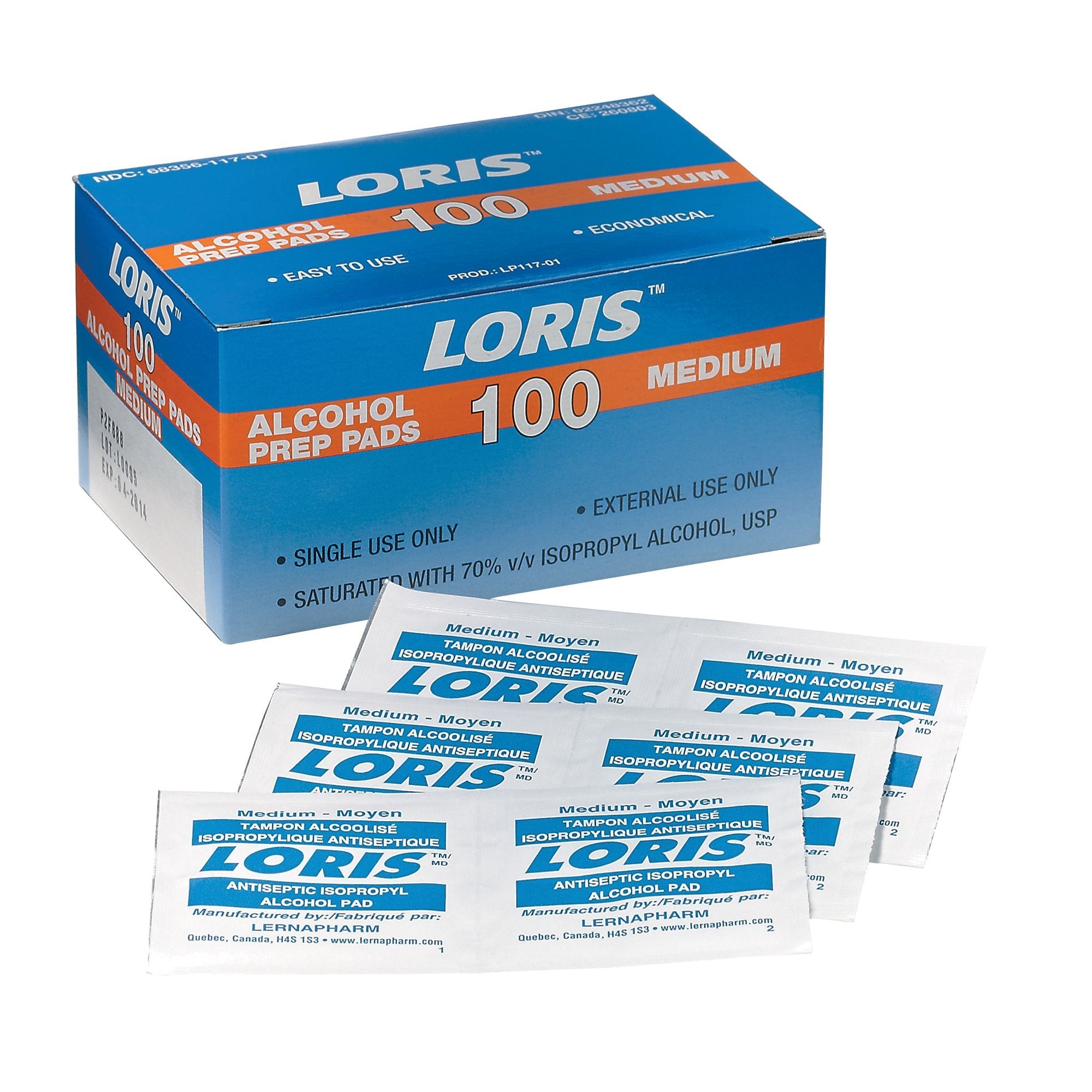 Loris Alcohol Swabs Medium Box 100 - SERVOXY INC