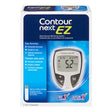 Contour Next EZ blood glucose monitoring system kit in its retail packaging, featuring a blue and white box with an image of the glucose meter on the front.