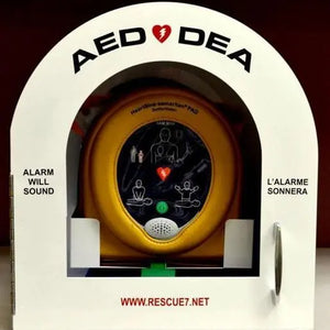 Armoire bilingue ronde pour défibrillateur/DEA