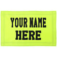 Neon green patch with 'YOUR NAME HERE' text on a white background