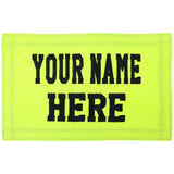 Neon green patch with 'YOUR NAME HERE' text on a white background