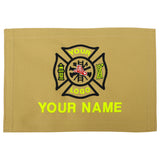 Kaki green flag with a logo and text space on a white background