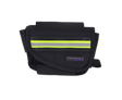 Black nylon EMT hip/belt pouch with lime yellow/silver reflective stripes and Lightning X Products logo, multiple compartments, and attachment options.
