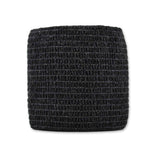 Black woven bandage roll on a white background