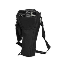 The image shows a shoulder carrying bag designed to hold a "D" size oxygen cylinder. It is black in color and features a shoulder strap for easy carrying. The bag also has a clear window, which is likely for monitoring the oxygen tank's regulator and gauge