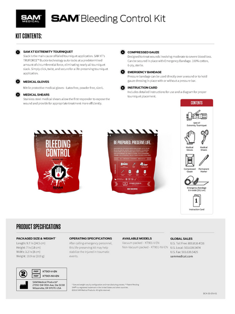 SAM Medical Bleeding Control Kit with IFAK Pouch - SERVOXY INC