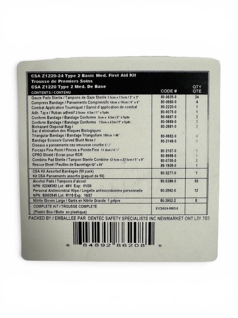 First Aid Kit CSA Z1120-24 Type 2 Low-Risk Environment, Medium (26-50 Workers) - Servoxy Inc