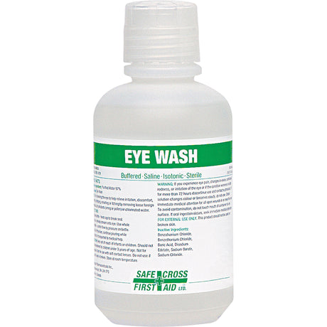 500 ml SafeCross Eye Wash bottle – buffered, sterile, isotonic saline solution for eye irrigation and relief from irritation or contaminants