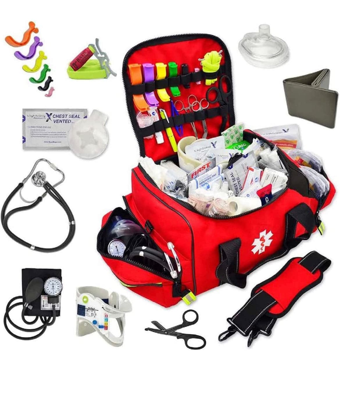 Premium Stocked First Responder Bag with Fill Kit C - SERVOXY INC