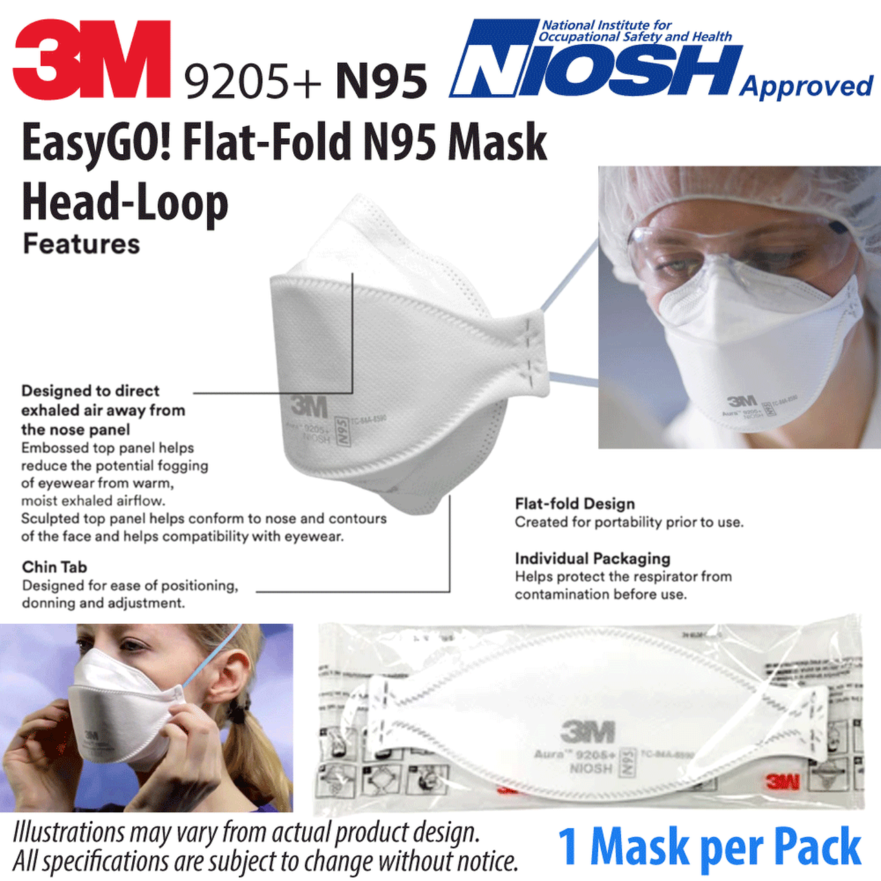 Aura Particulate Respirator 9205+ Case of 440 Masks - SERVOXY INC