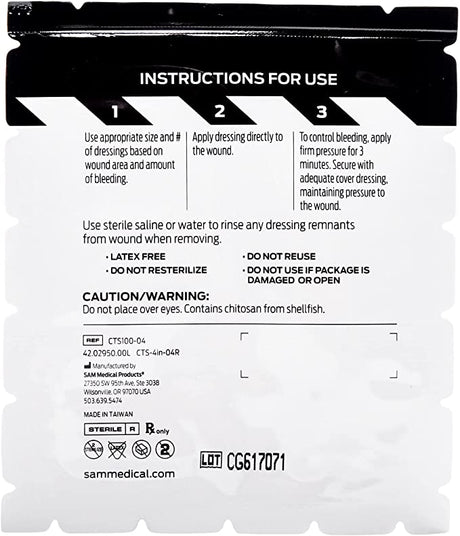 Sam Medical ChitoSAM 100 4" X 4" - SERVOXY INC