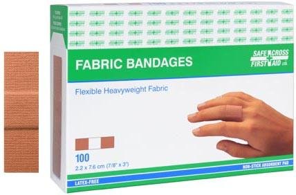 Fabric Bandages, 2.2 x 7.6 cm, 100 per box - SERVOXY INC