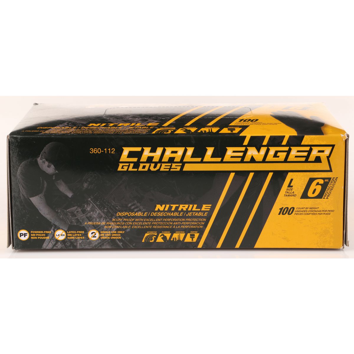 Challenger Nitrile Gloves Black 100 Pk Large - SERVOXY INC