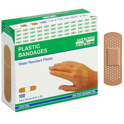 Plastic Bandages, 2.5 x 7.6 cm, 100 per box - SERVOXY INC