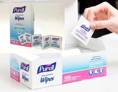 Purell Hand Wipes, Individually Wrapped 100 Box - SERVOXY INC