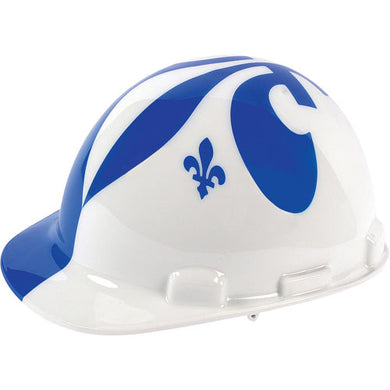 Fleur-de-Lis Cap Style Hard Hat with HDPE Shell, Ratchet Suspension, Blue/Whitele Hard Hat with HDPE Shell, Ratchet Suspension, Blue/White - SERVOXY INC